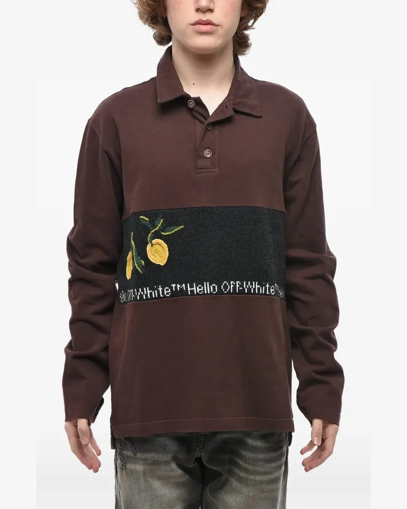 OFF-WHITE embroidered long-sleeve polo shirt - Braun Braun