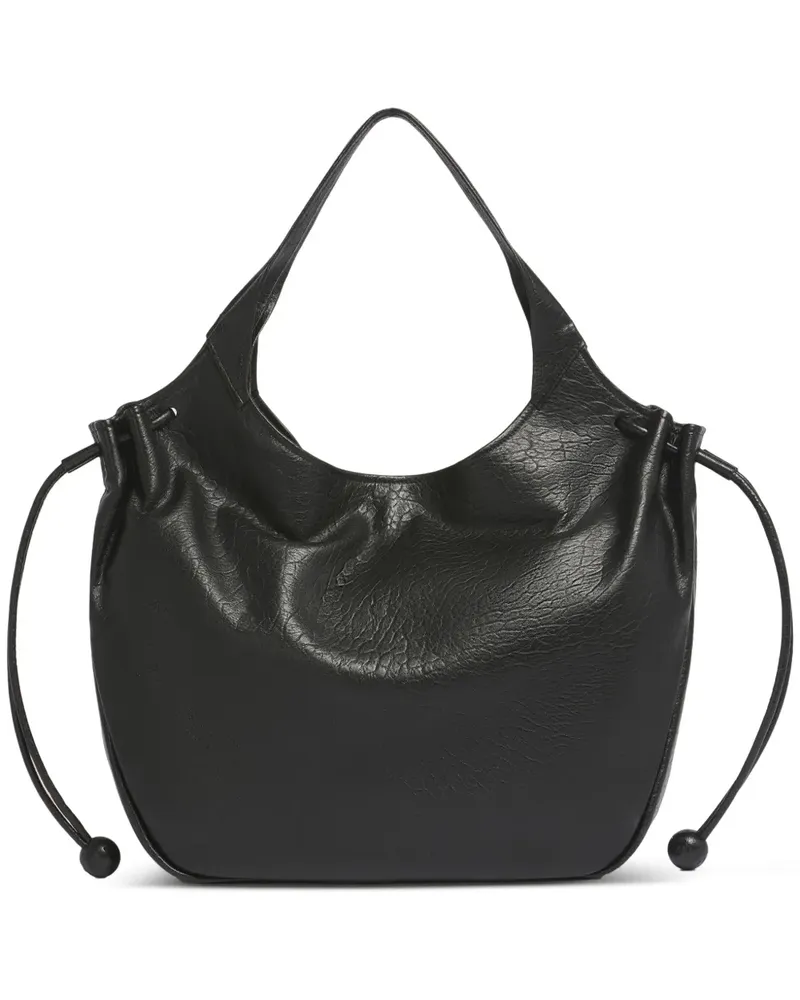 Marni Kordelzug-Tote Bag aus strukturiertem Leder - Schwarz Schwarz