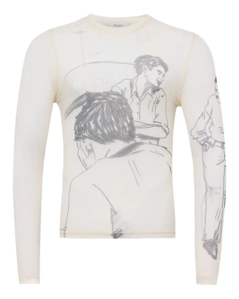 J.W.Anderson Langarmshirt aus Zeichnungs-Mesh - Nude Nude