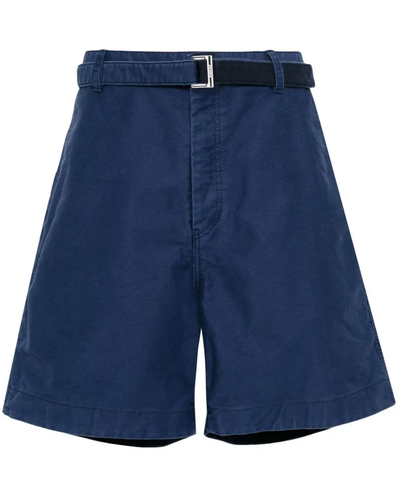 Sacai Wide-Leg-Shorts Blau