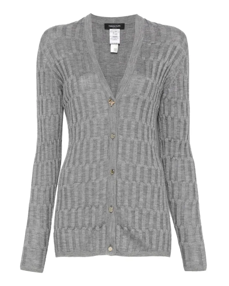 Fabiana Filippi Gerippter Cardigan mit V-Ausschnitt - Grau Grau