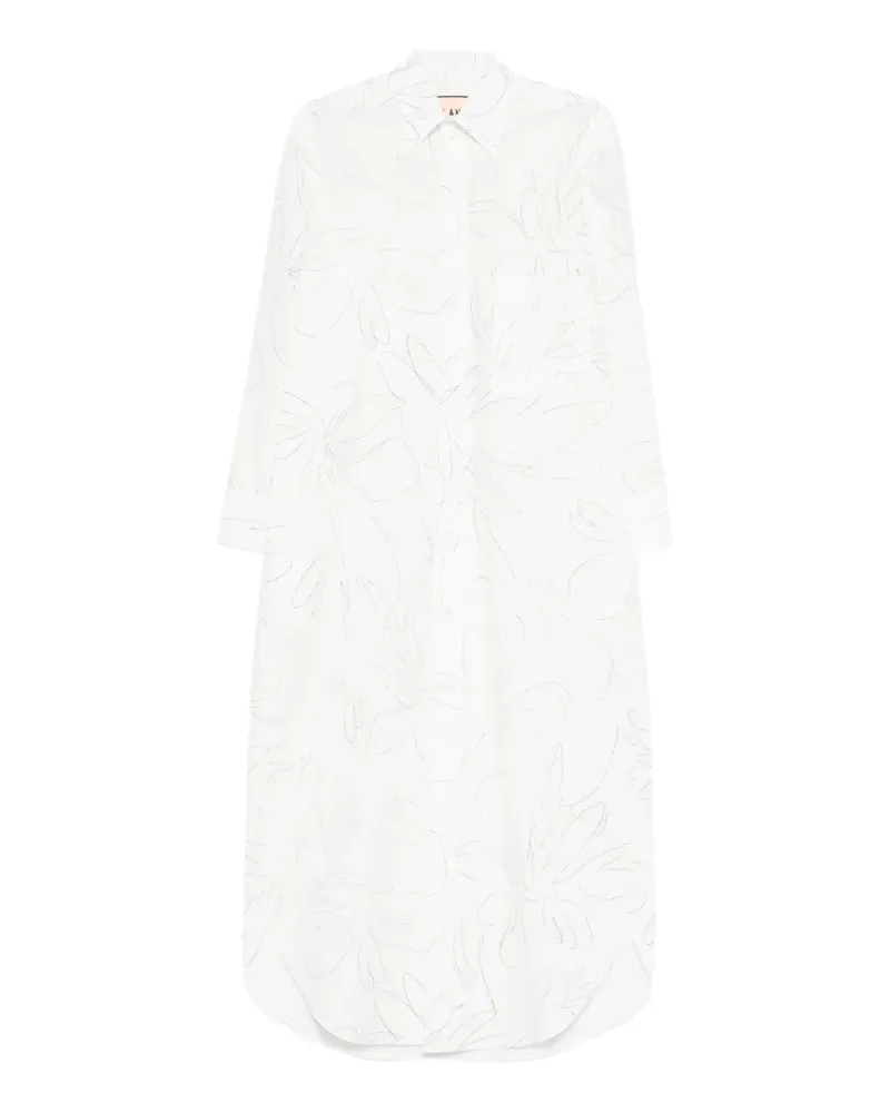 PLAN C floral-pattern shirt midi dress - Weiß Weiß