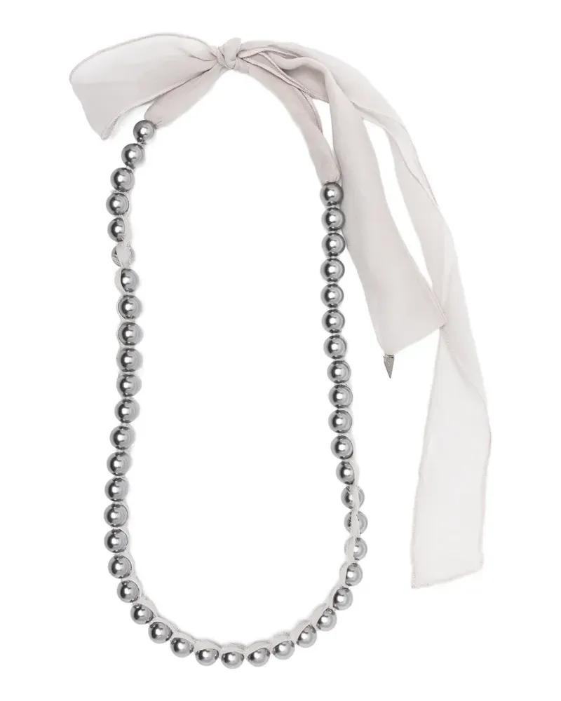 forte_forte beaded-embellishment necklace - Grau Grau