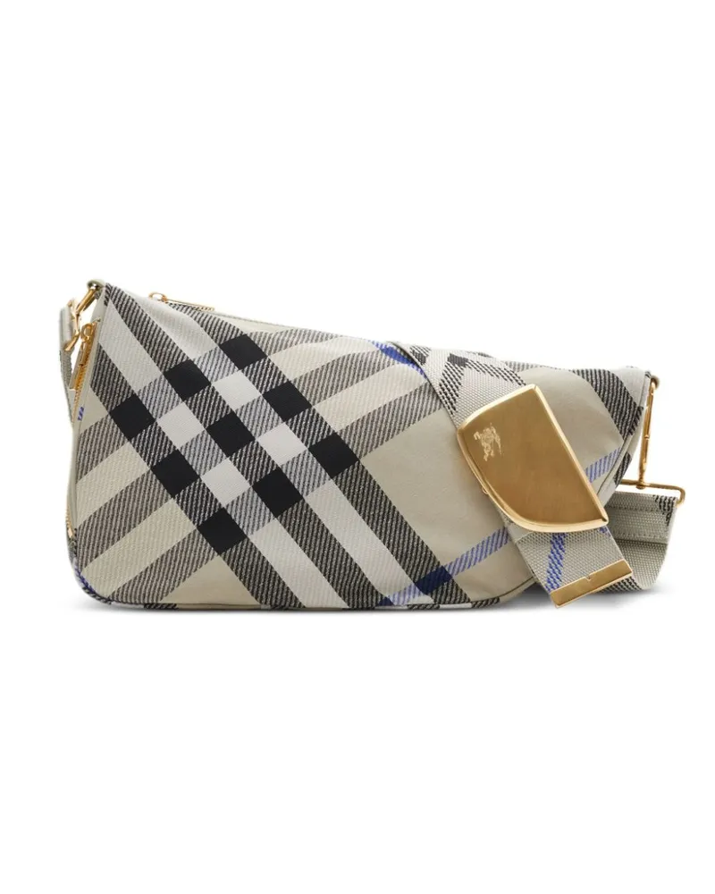 Burberry Mittelgroße Shield Schultertasche mit Check - Nude Nude