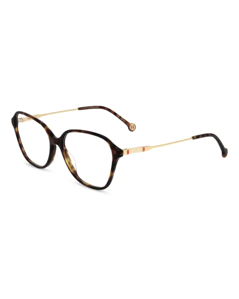 Carolina Herrera New York Geometrische Brille in Schildpattoptik - Braun Braun