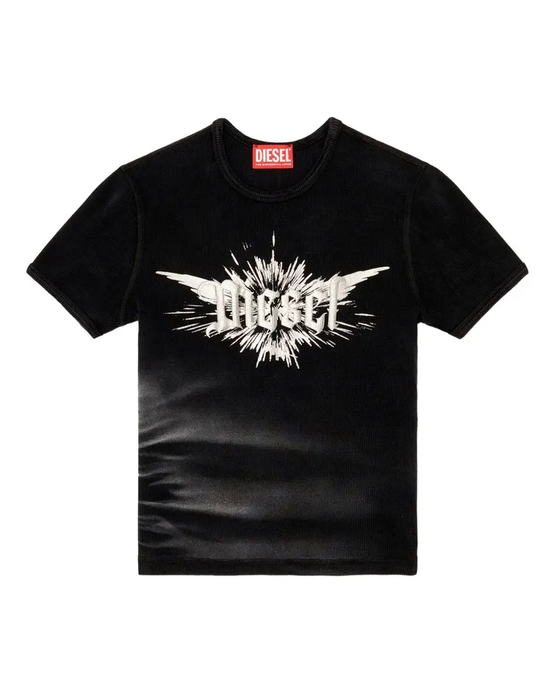 Diesel T-Ele-Long P2 T-Shirt mit Logo - Schwarz Schwarz
