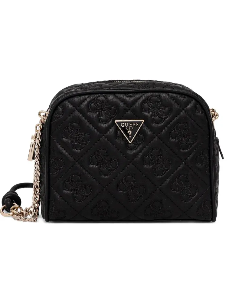 Guess Mini Adelasia Umhängetasche mit Logo-Schild - Schwarz Schwarz