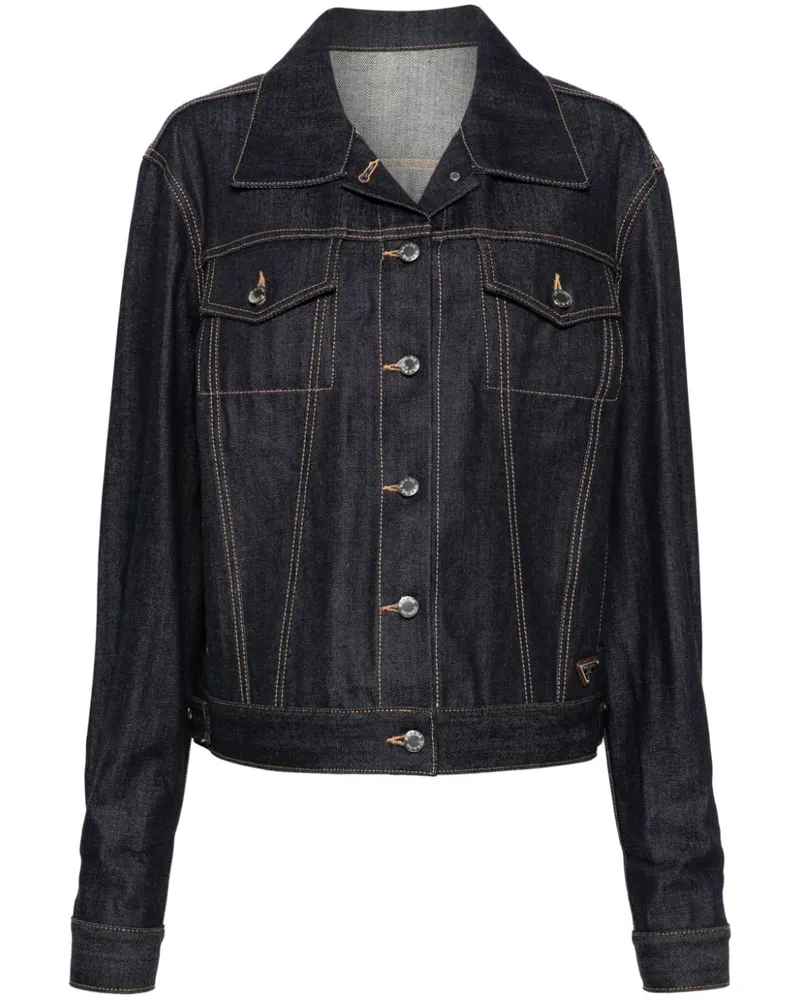 Prada Jeansjacke mit Triangel-Logo - Blau Blau