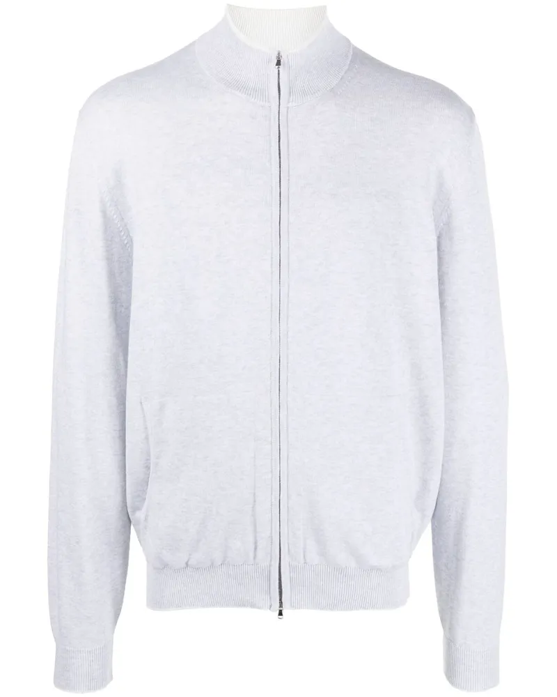 Eleventy Melierter Cardigan mit Slogan-Print - Grau Grau
