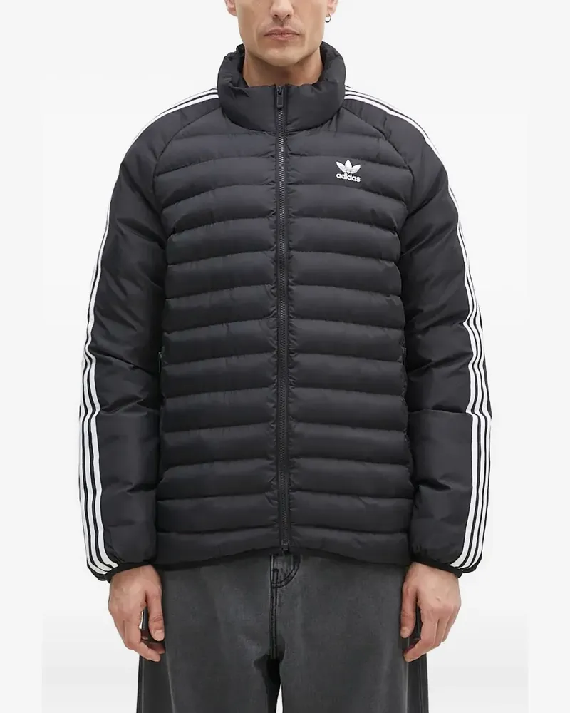 adidas three-stripe detail padded jacket - Schwarz Schwarz