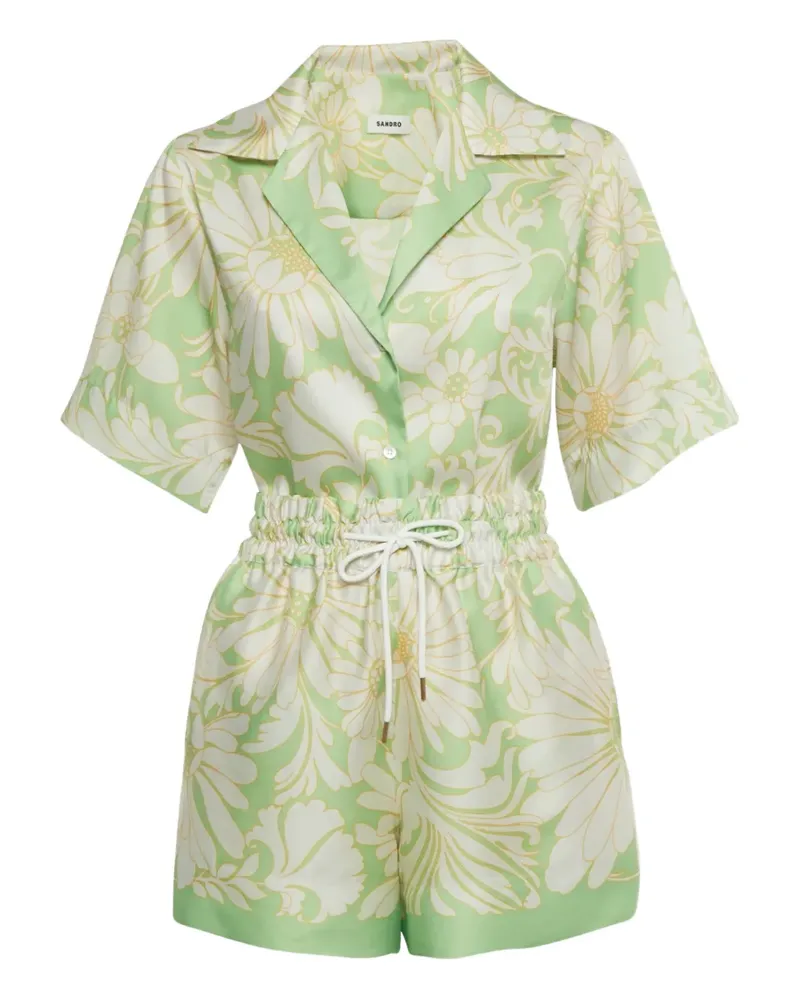 Sandro floral-print playsuit - Grün Grün