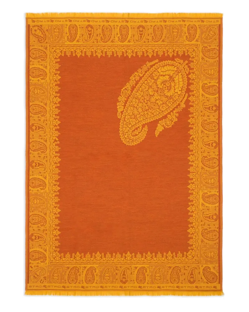 Etro Decke mit Paisley-Blumenmotiv (140cm x 180cm) - Orange Orange