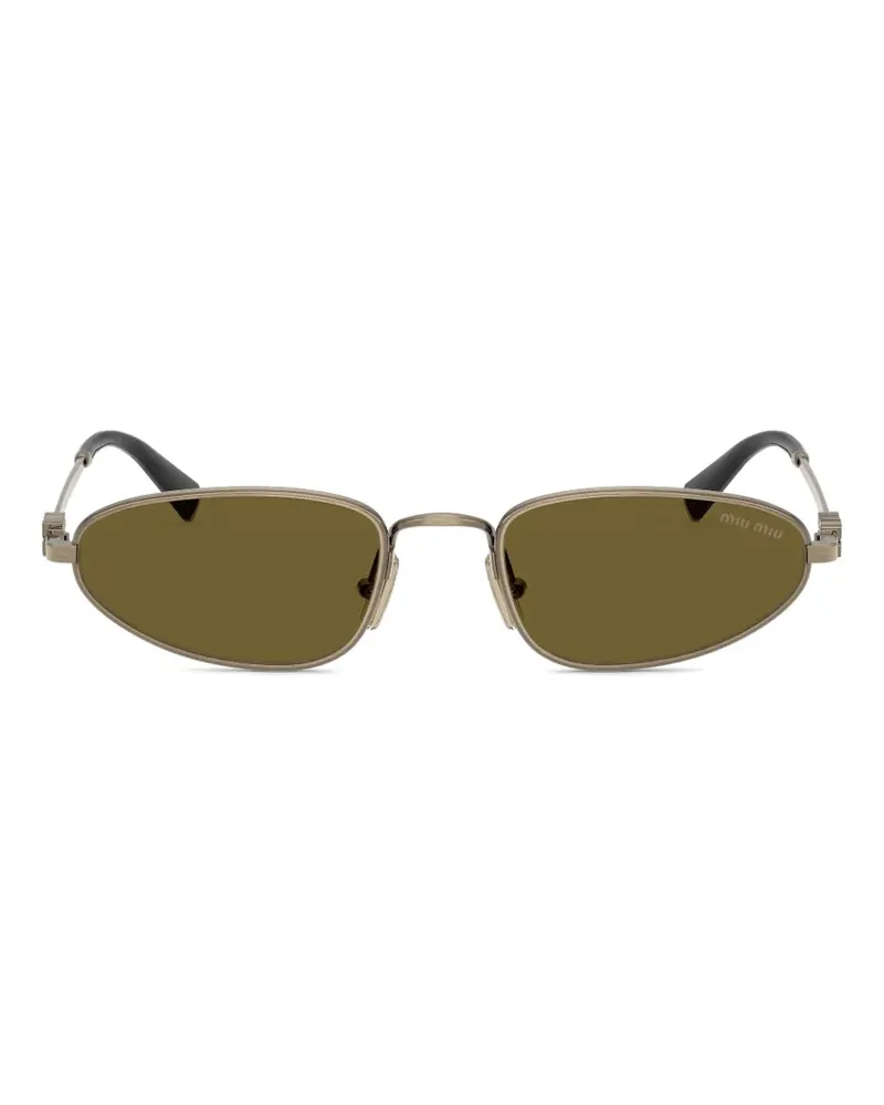 Miu Miu Sonnenbrille mit Logo-Gravur - Gold Gold
