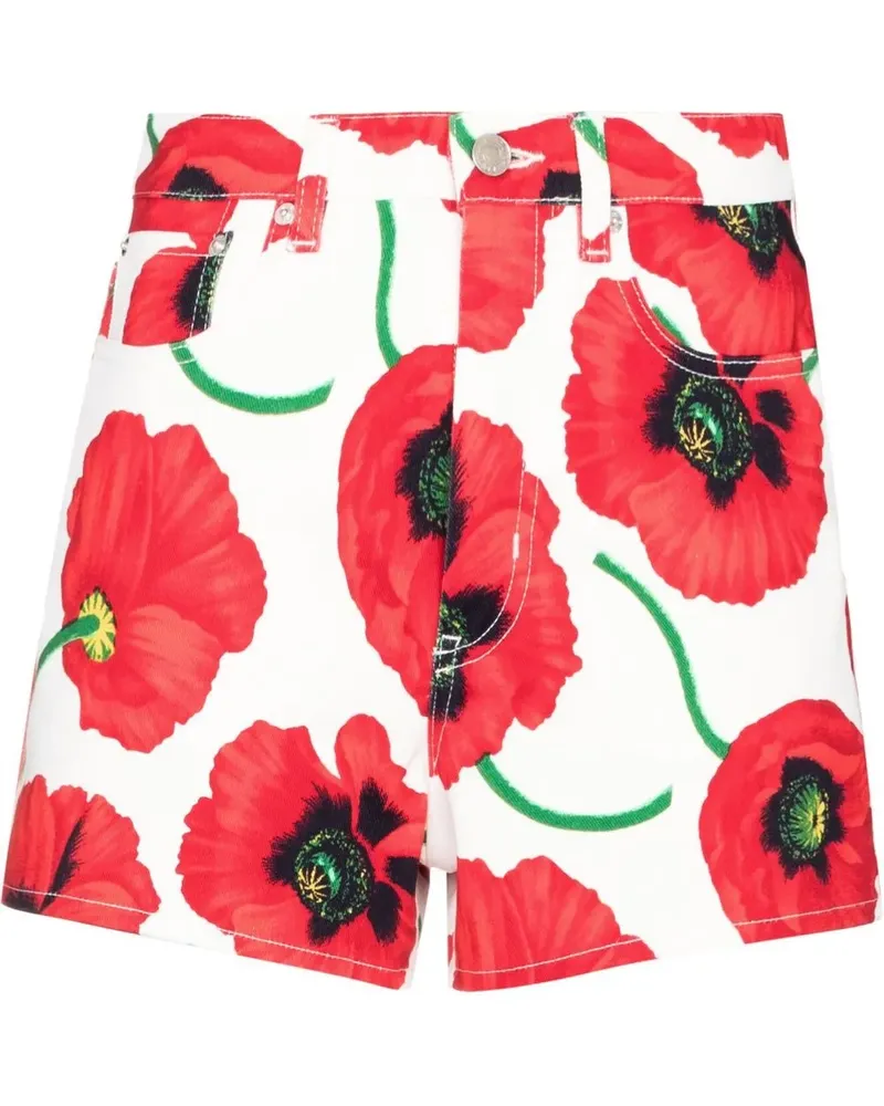Kenzo Mini Shorts mit Mohn-Print - Weiß Weiß