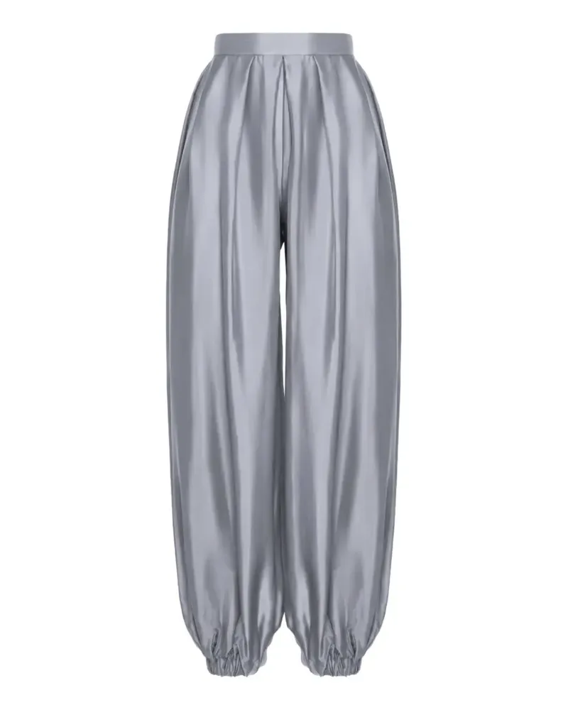 MANURÍ Bazar Seidenhose mit Falten - Grau Grau