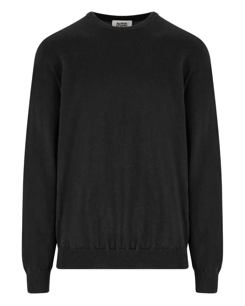 Alpha Studio Kaschmirpullover mit Rundhalsausschnitt - Schwarz Schwarz