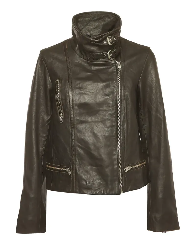 AllSaints Bales Bikerjacke aus Leder - Schwarz Schwarz