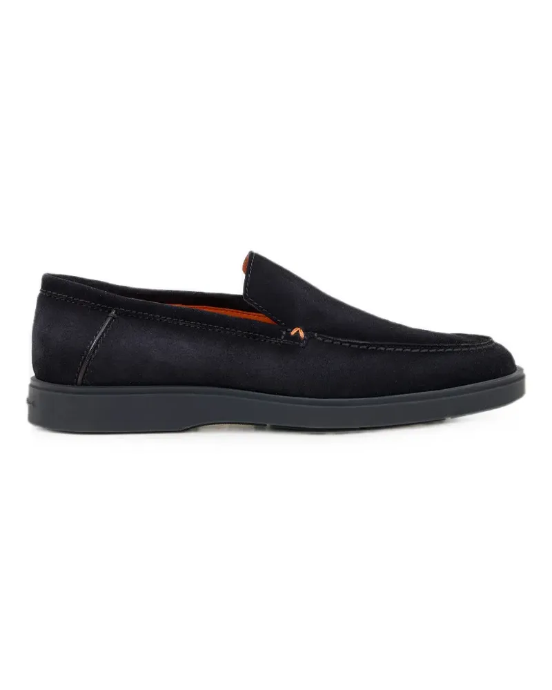 Santoni suede almond-toe loafers - Blau Blau