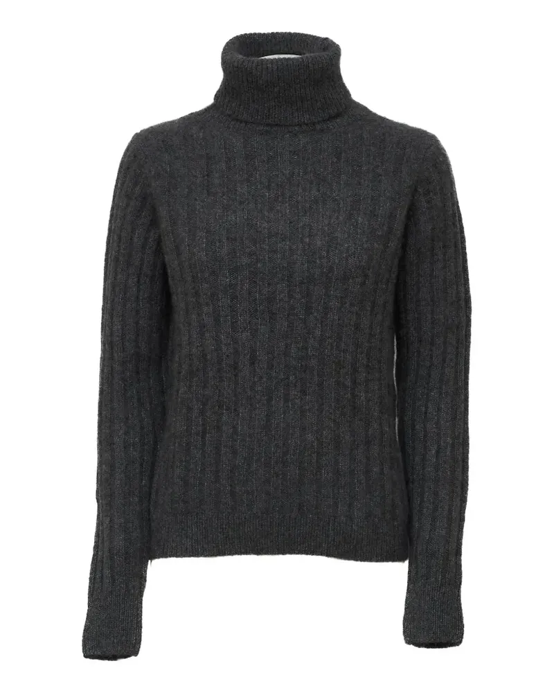 ALLUDE Gerippter Rollkragenpullover - Grau Grau