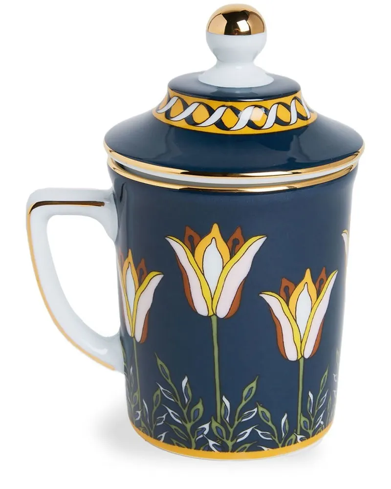 La DoubleJ Tasse aus Porzellan mit Blumen-Print Blau