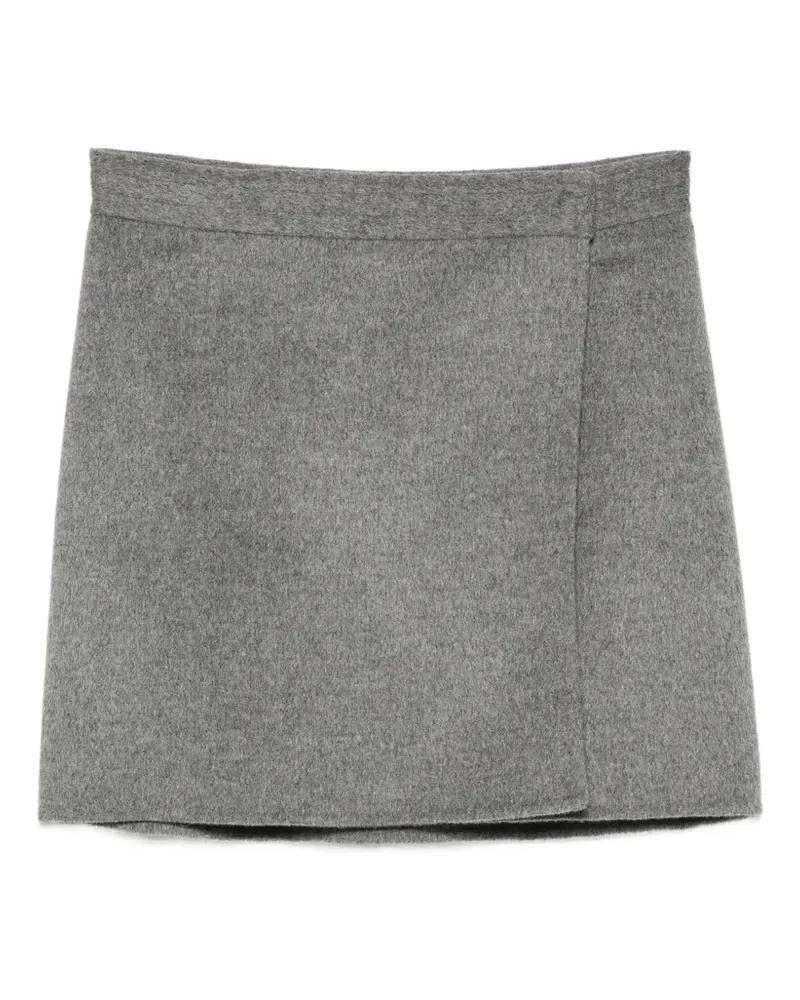 Semicouture wrap-design wool mini skirt - Grau Grau