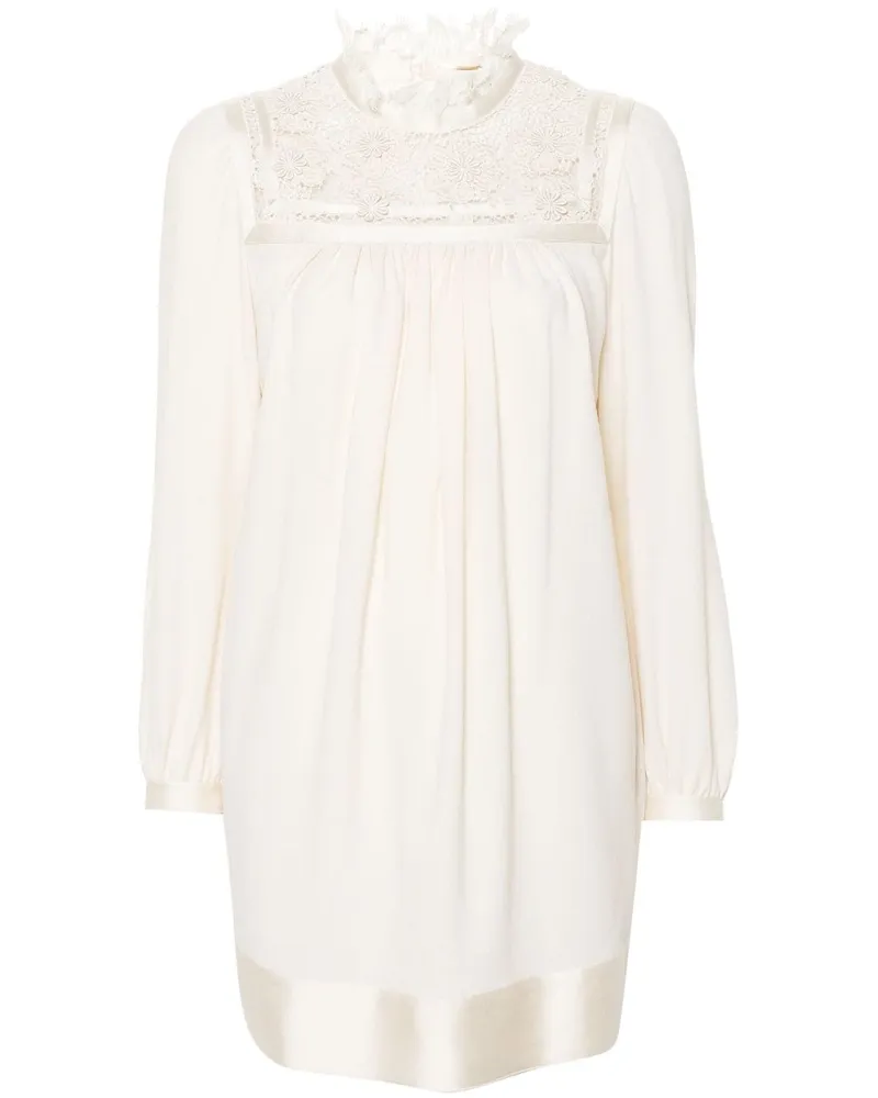 Saint Laurent Minikleid mit Guipure-Spitze - Nude Nude