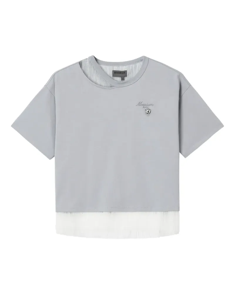 Musium Div. layered pleated-trim T-shirt - Grau Grau