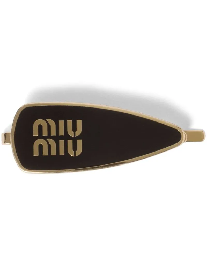Miu Miu Haarspange mit Logo - Schwarz Schwarz