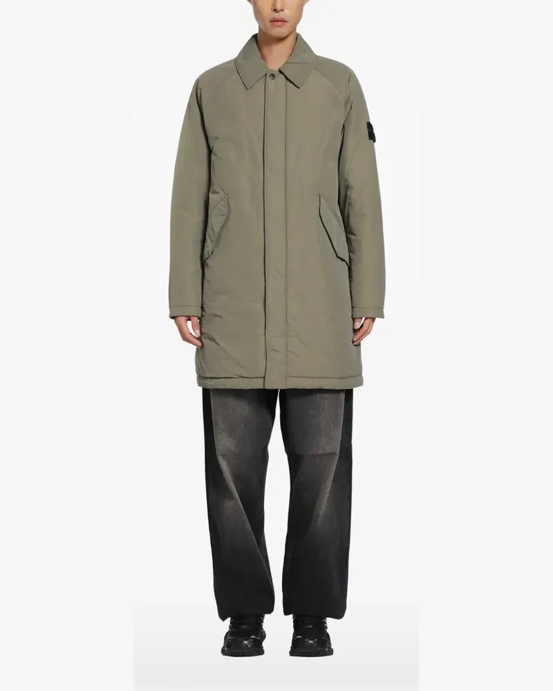 Stone Island logo-patch raglan-sleeve coat - Grün Grün