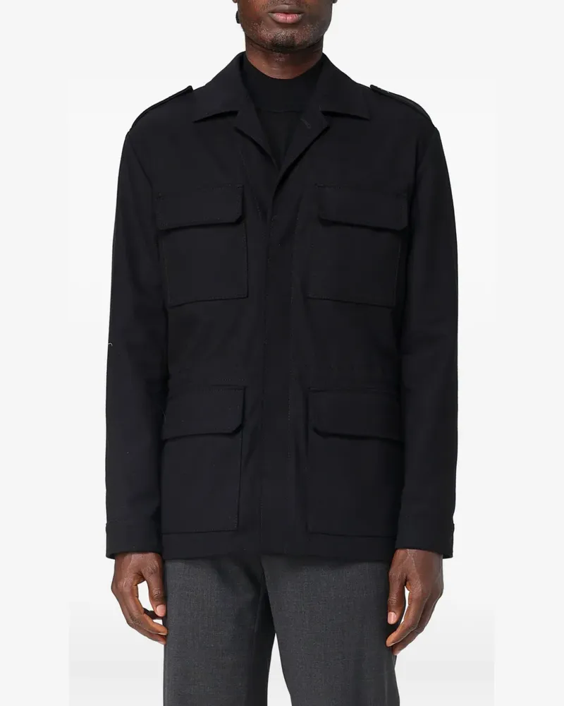 Paolo Pecora Milano Utility-Jacke mit Brusttaschen - Schwarz Schwarz