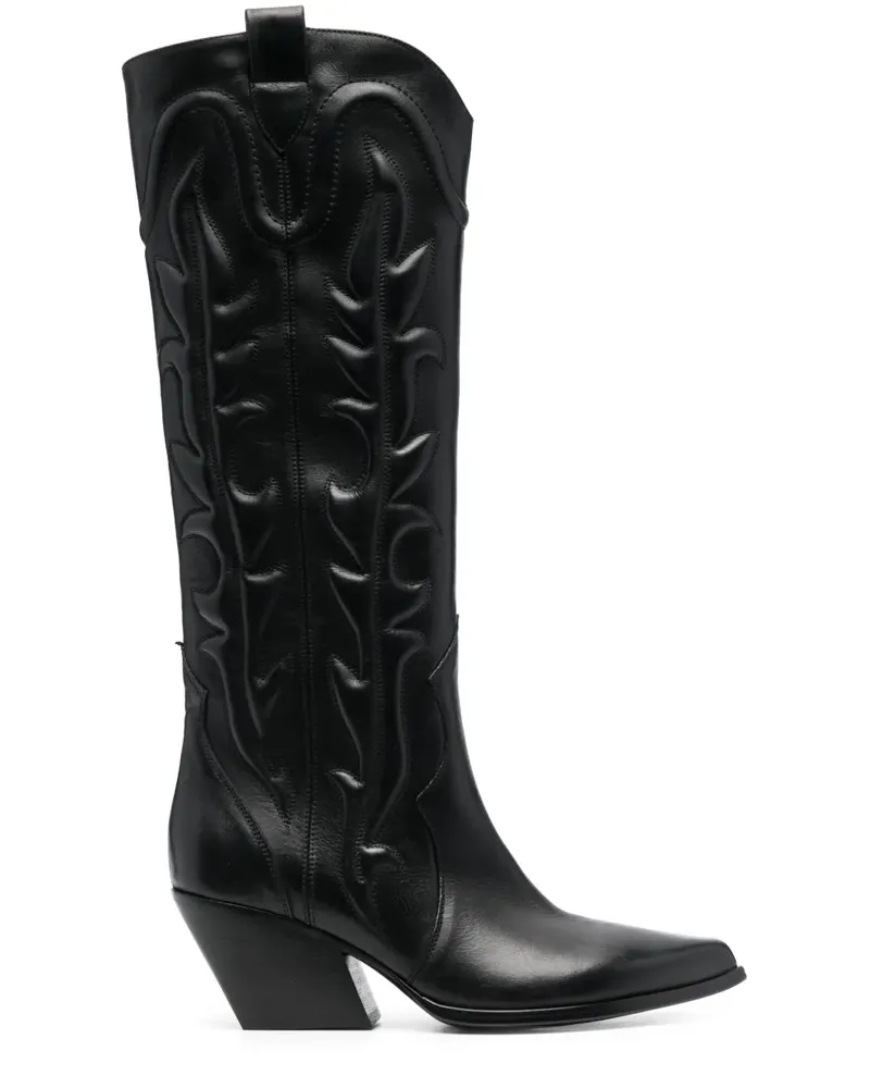 Elena Iachi Stiefel aus Leder 80mm - Schwarz Schwarz