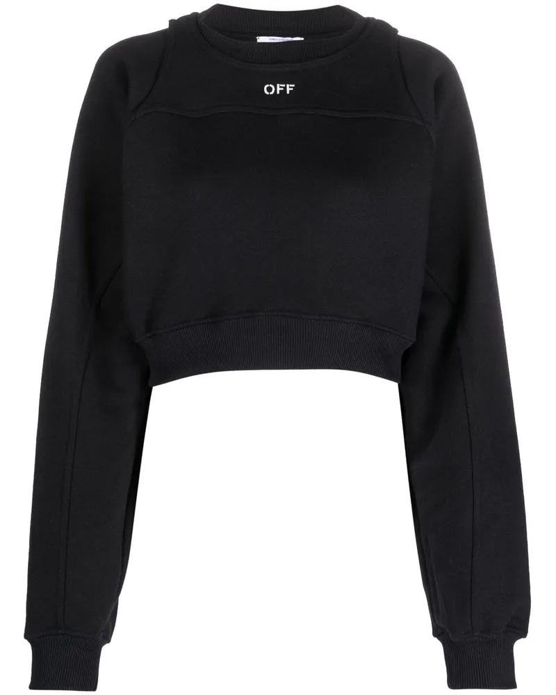 OFF-WHITE Cropped-Sweatshirt mit Logo-Print - Schwarz Schwarz