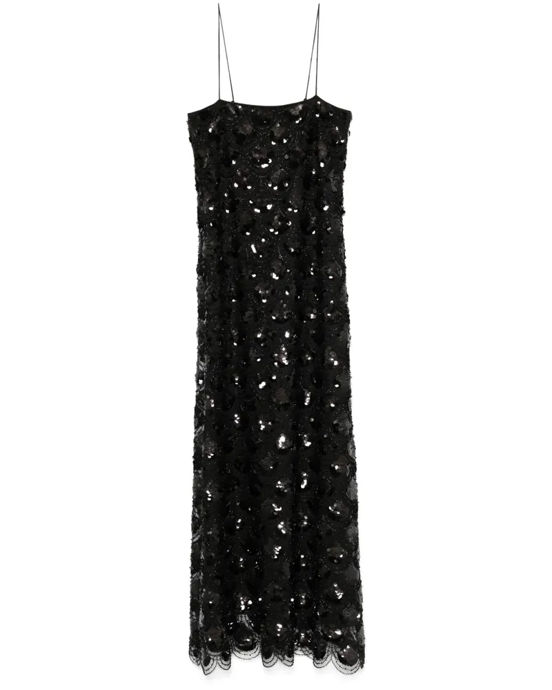 ROTATE Birger Christensen Maxikleid mit Pailletten - Schwarz Schwarz