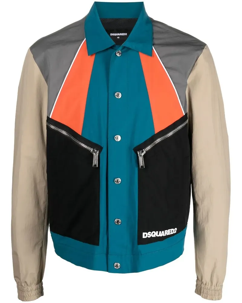 Dsquared2 Hemdjacke mit Logo-Print - Blau Blau