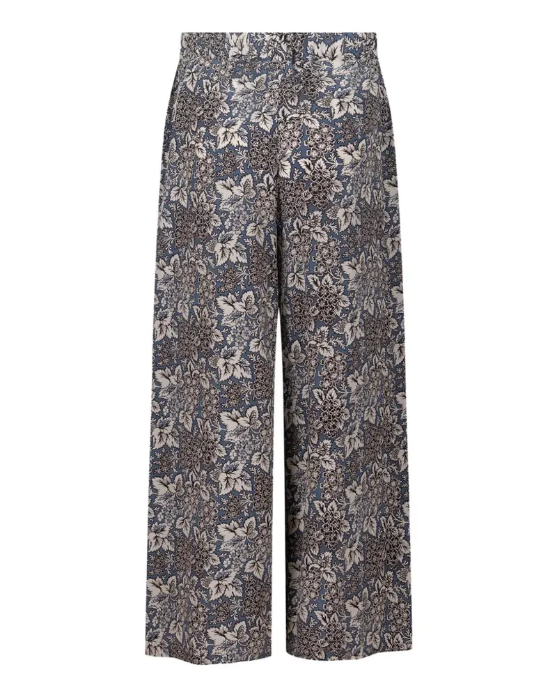 Max Mara floral-print wide-leg silk trousers - Blau Blau