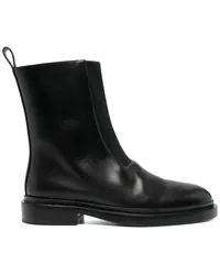 Jil Sander Lederstiefel mit breiter Sohle Schwarz