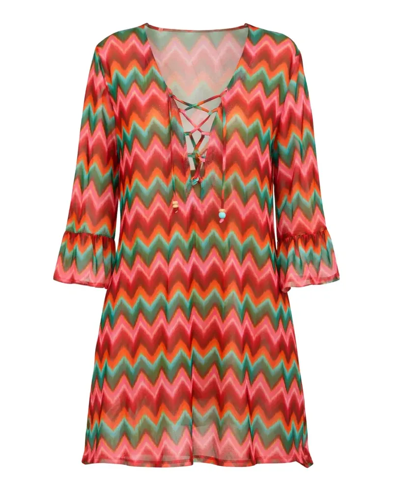 Banana Moon Acelo Nalikatul chevron-pattern beach tunic - Orange Orange
