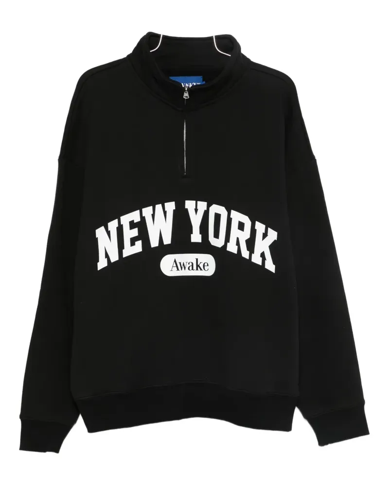 AWAKE NY logo-print half-zip sweatshirt - Schwarz Schwarz