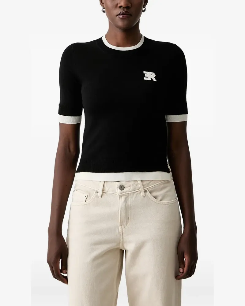 Ermanno Scervino T-Shirt mit Logo-Stickerei - Schwarz Schwarz