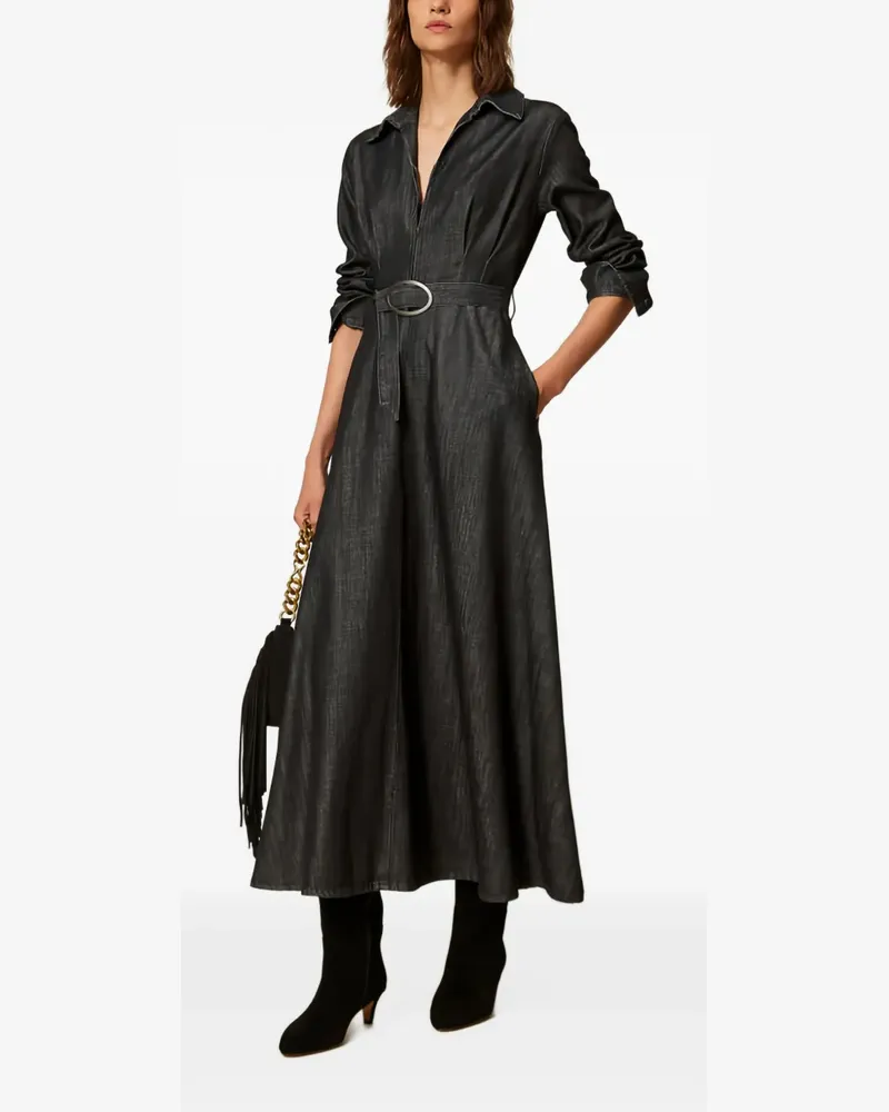 Twin-Set Langes Jeanskleid - Schwarz Schwarz