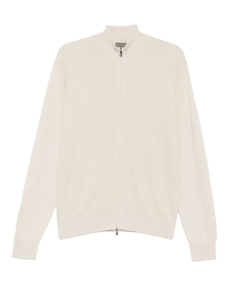 Corneliani Gerippter Cardigan mit Reißverschluss - Nude Nude