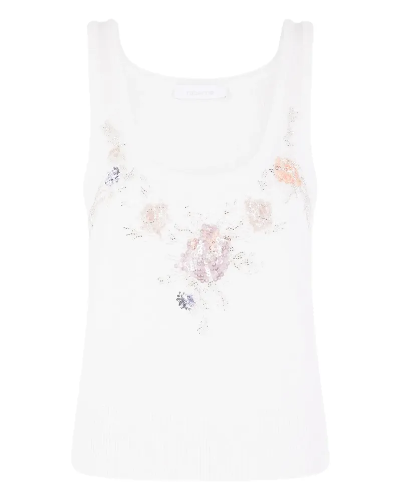 Paco Rabanne Oberteil mit Blumenmuster - Weiß Weiß