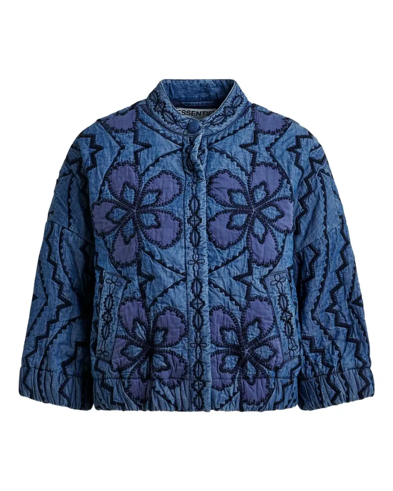 Essentiel Jeansjacke mit Blumenstickerei - Blau Blau