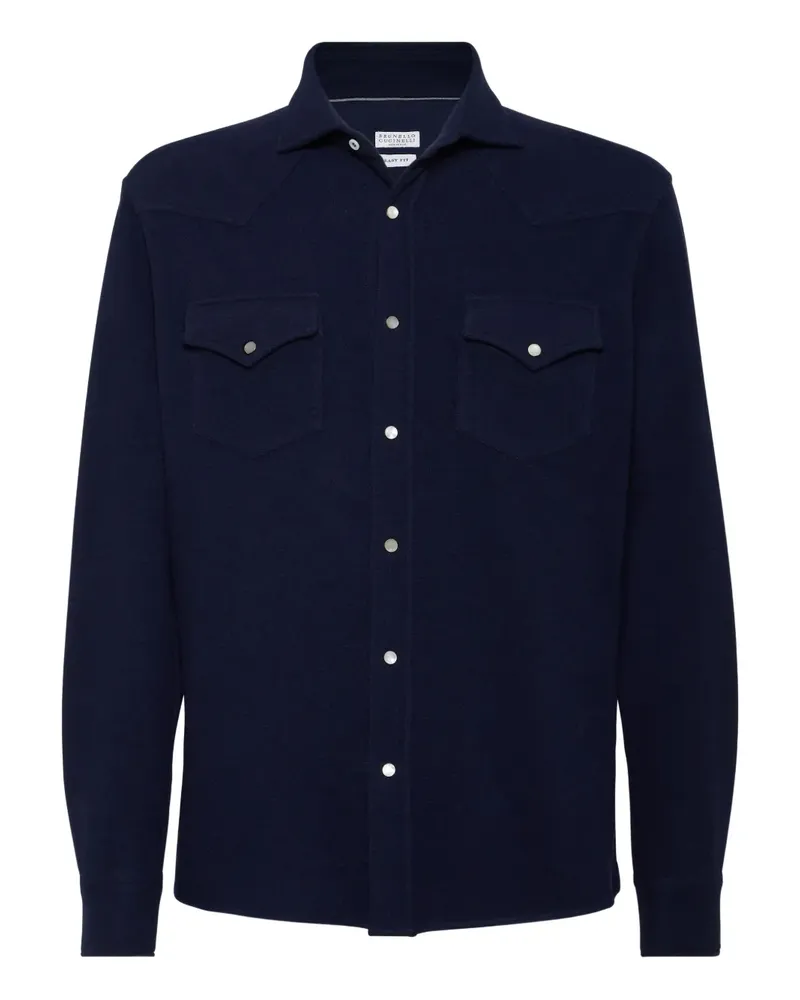 Brunello Cucinelli Hemd mit Druckknopfverschluss - Blau Blau