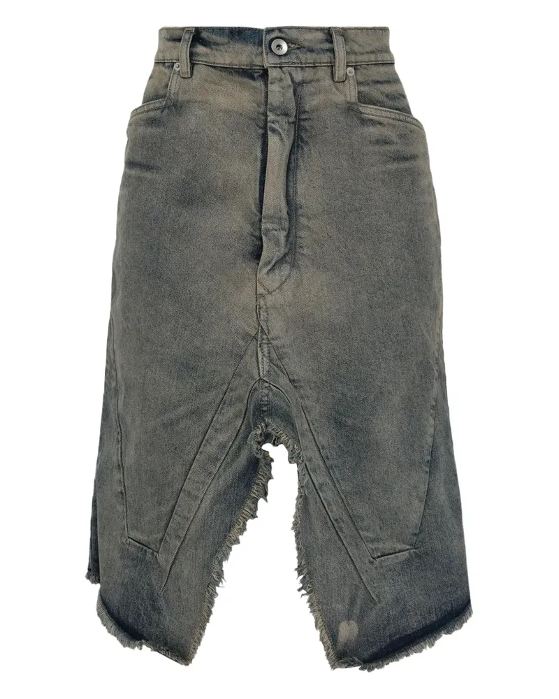 Rick Owens slivered frayed denim asymmetric skirt - Grau Grau