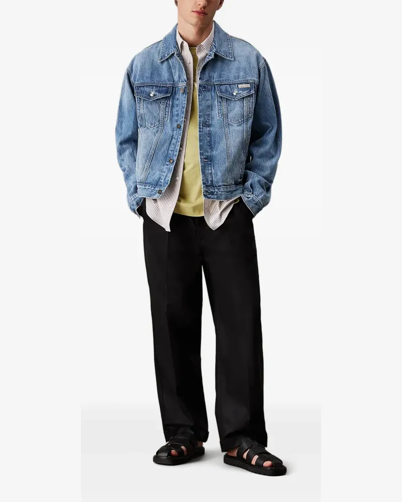 Calvin Klein Jeansjacke mit Logo-Patch - Blau Blau