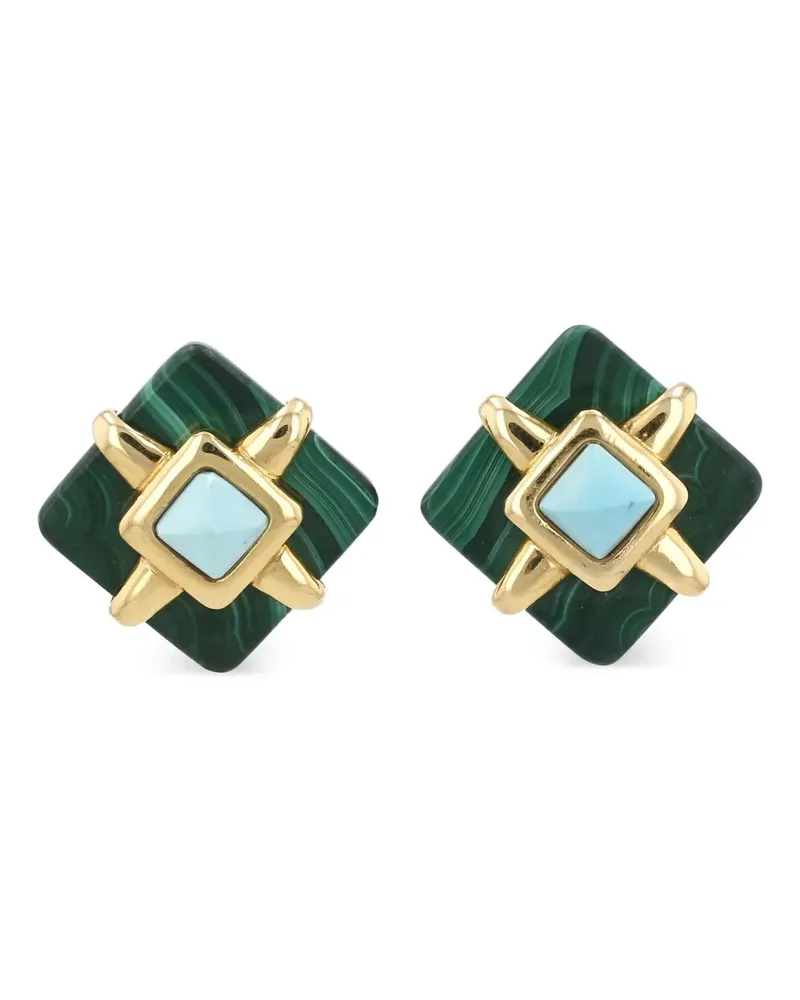 Cartier 1973 Ohrringe mit Malachit und Türkis - Grün Grün