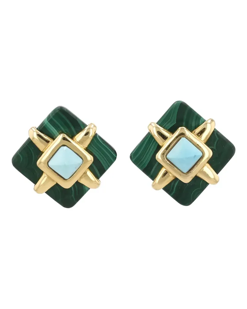 Cartier 1973 malachite and turquoise earrings - Grün Grün