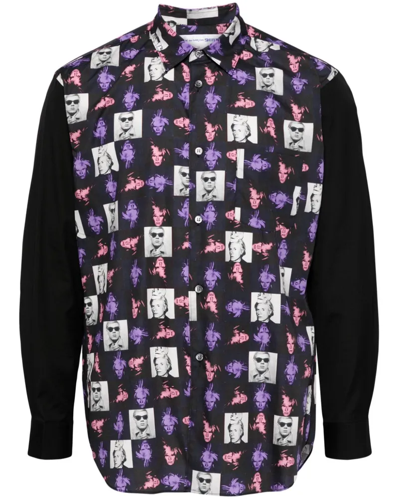Comme des Garçons x Andy Warhol Self Portrait Hemd - Schwarz Schwarz