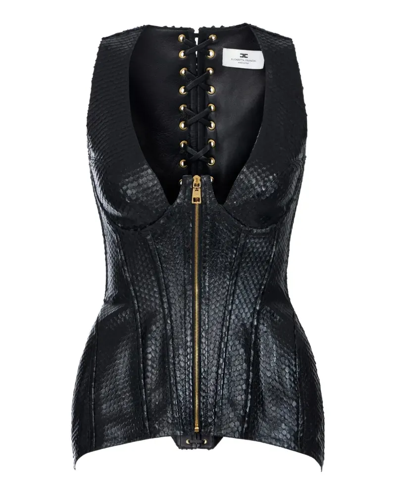 Elisabetta Franchi Bustier-Weste aus Nappaleder - Schwarz Schwarz